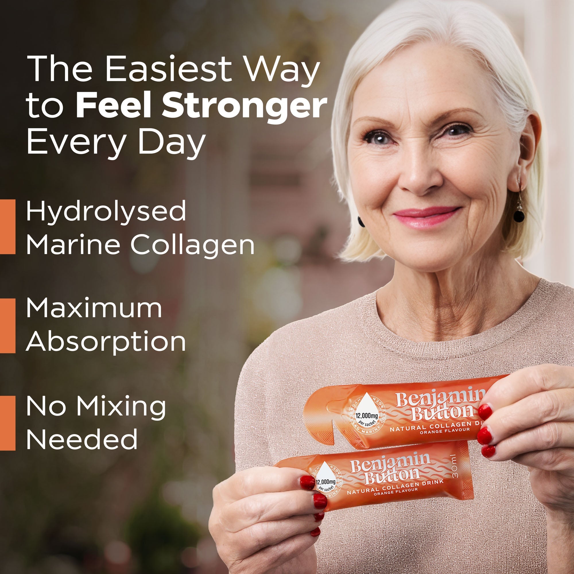 Benjamin Button 12,000mg Marine Collagen Drink - Orange Liquid Sachets