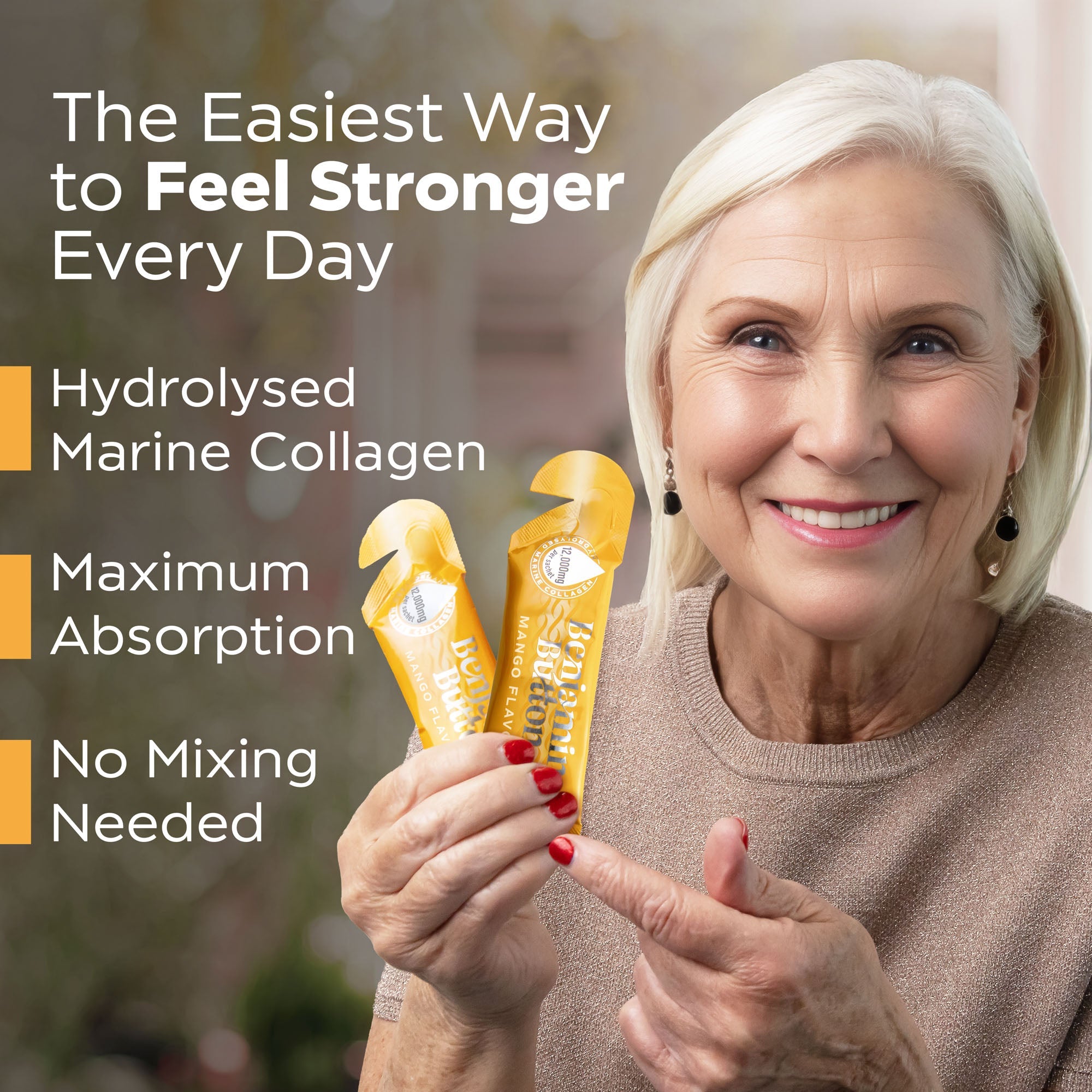 Benjamin Button 12,000mg Marine Collagen Drink - Mango Liquid Sachets