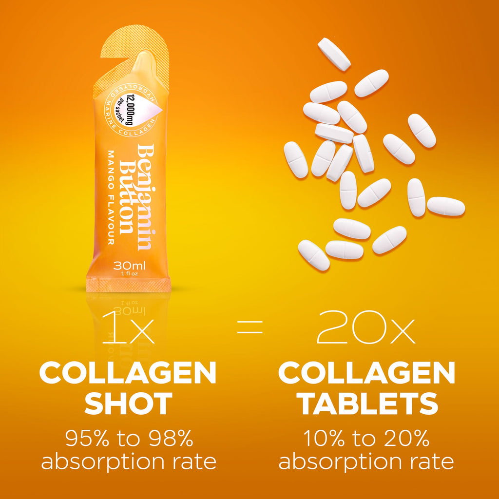 Benjamin Button 12,000mg Marine Collagen Drink - Mango Liquid Sachets