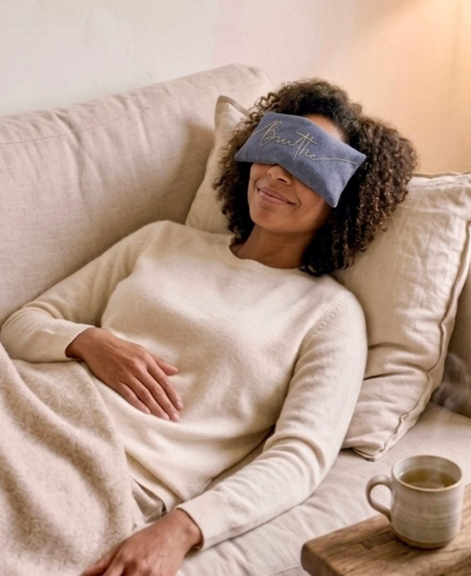 Breathe Embroidered Linen and Lavender Eye Pillow