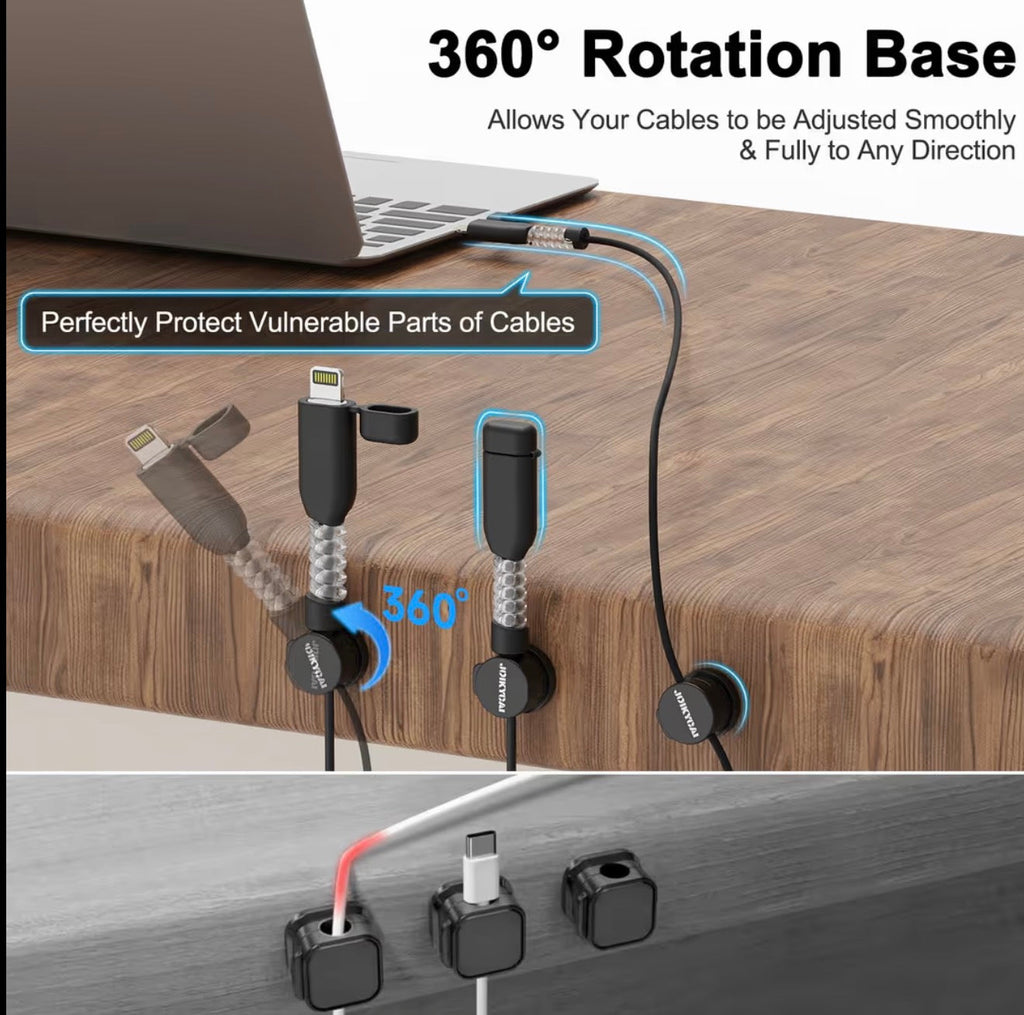 Rotating charger cable clips 6 pack