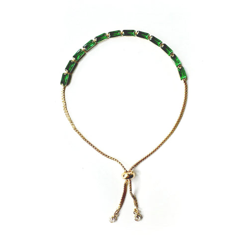 Brianna Adjustable Green Jewelled Bracelet