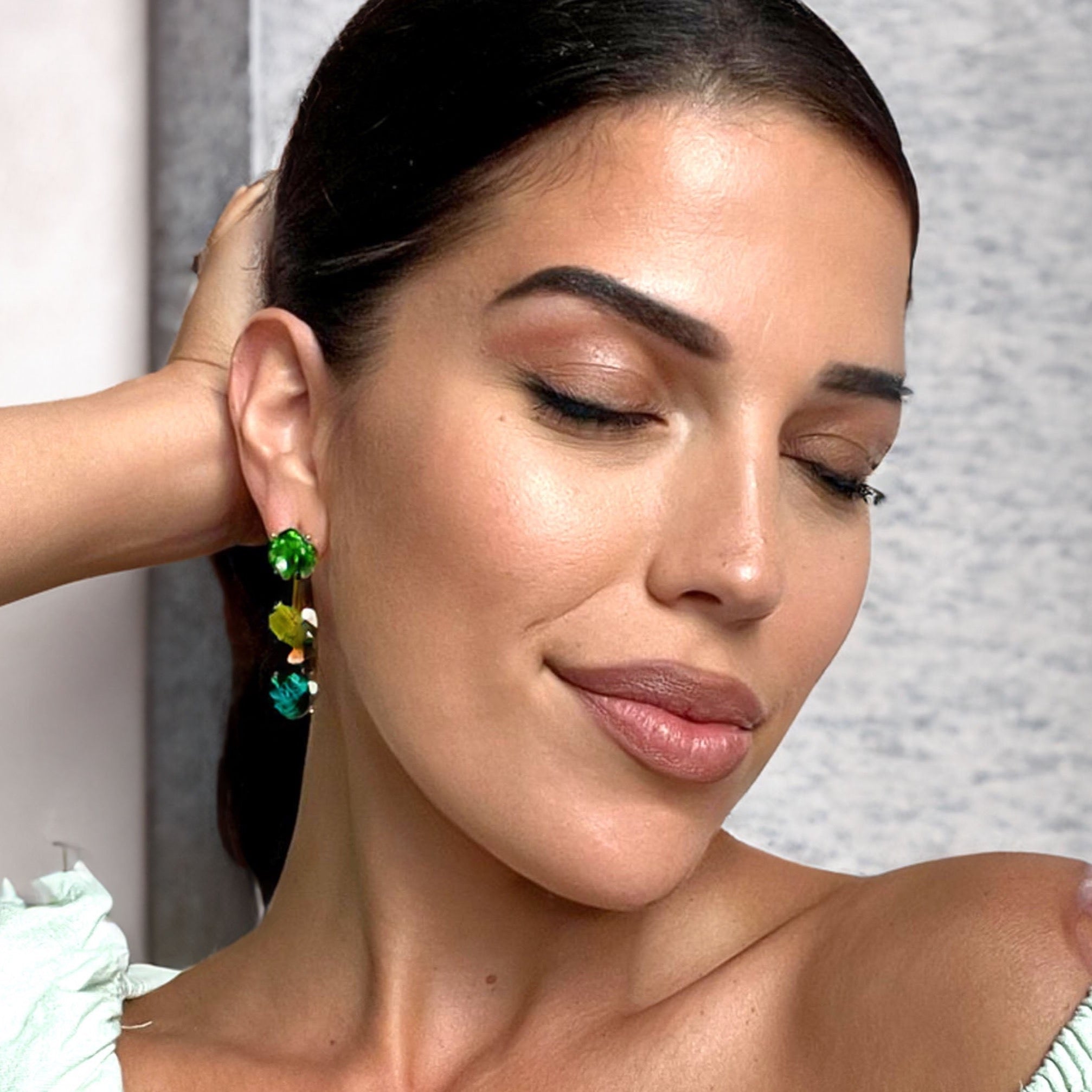 Cassiana Statement Green Jewel Earrings
