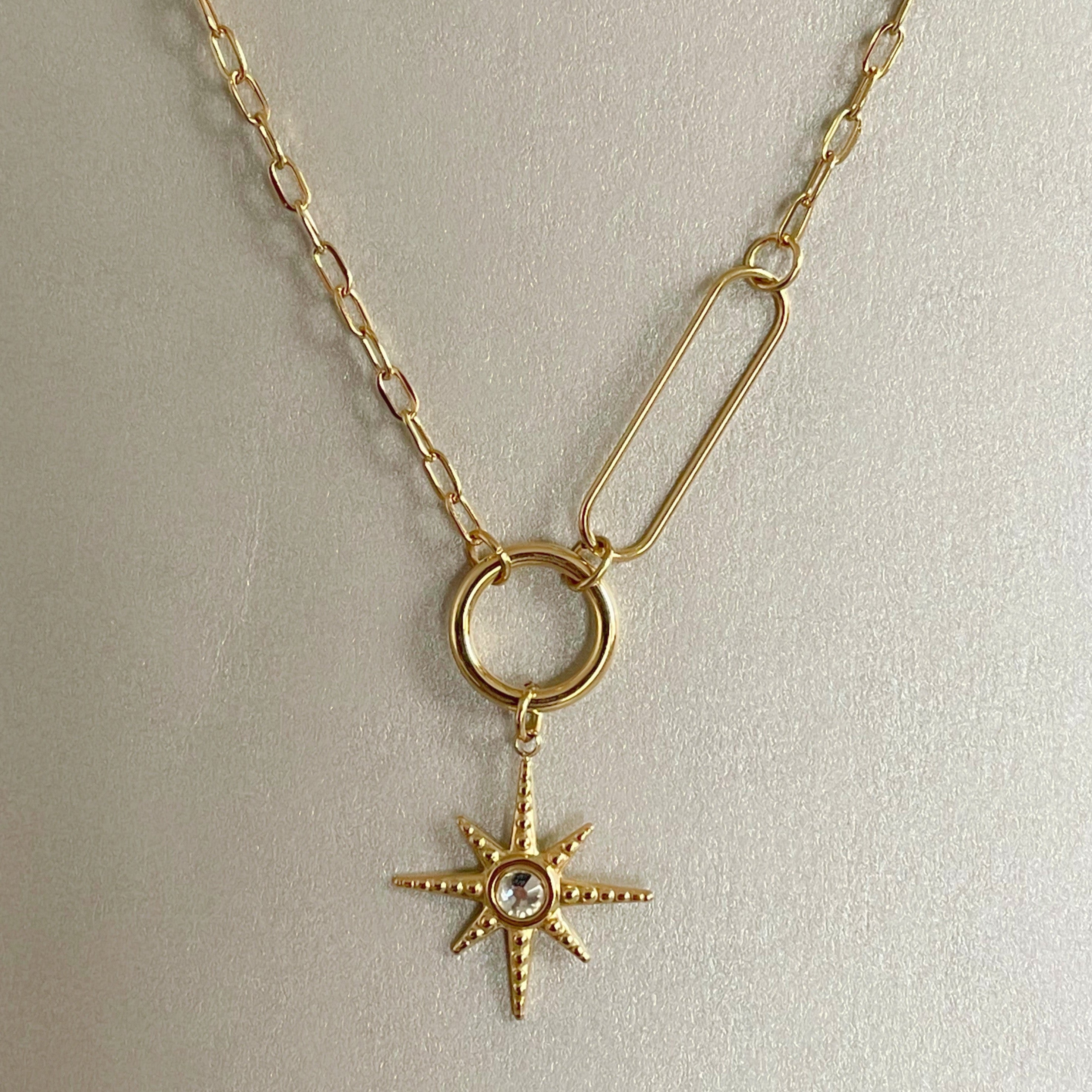 Sahara Luxe 18k Gold Plated Double Layer Sunburst Pendant Necklace