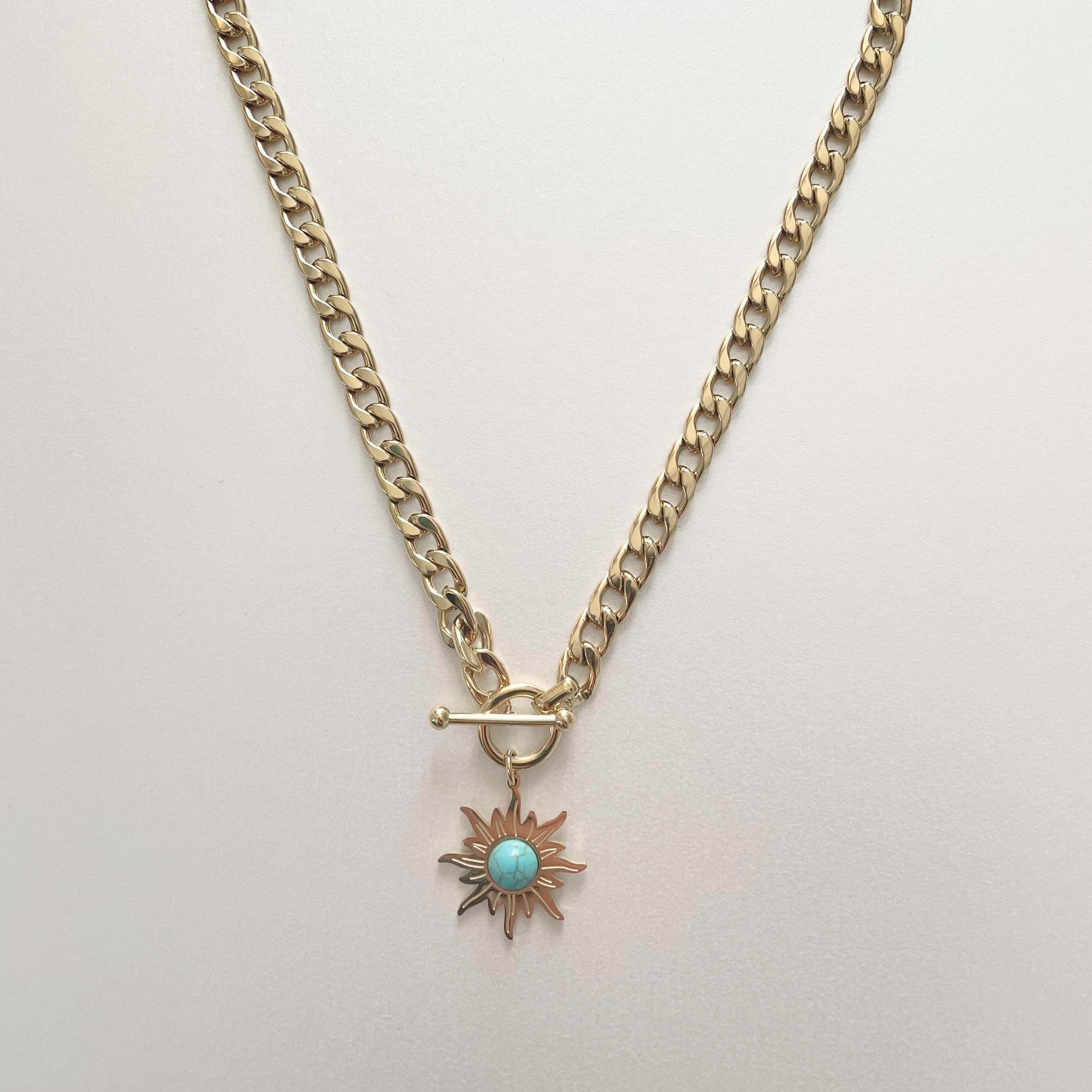 Calista Sunburst T Bar Choker Necklace