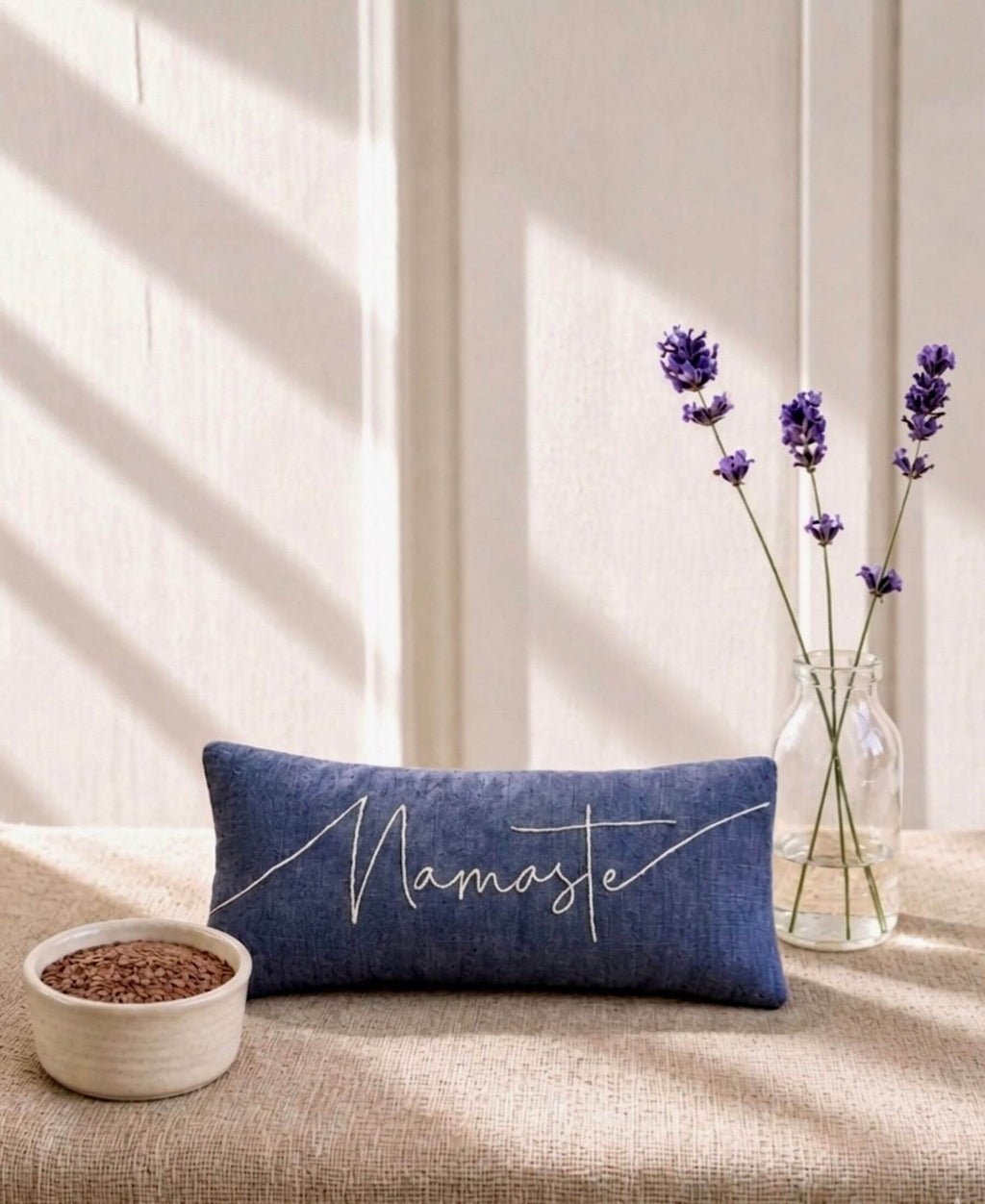 Namaste Embroidered Linen and Lavender Eye Pillow