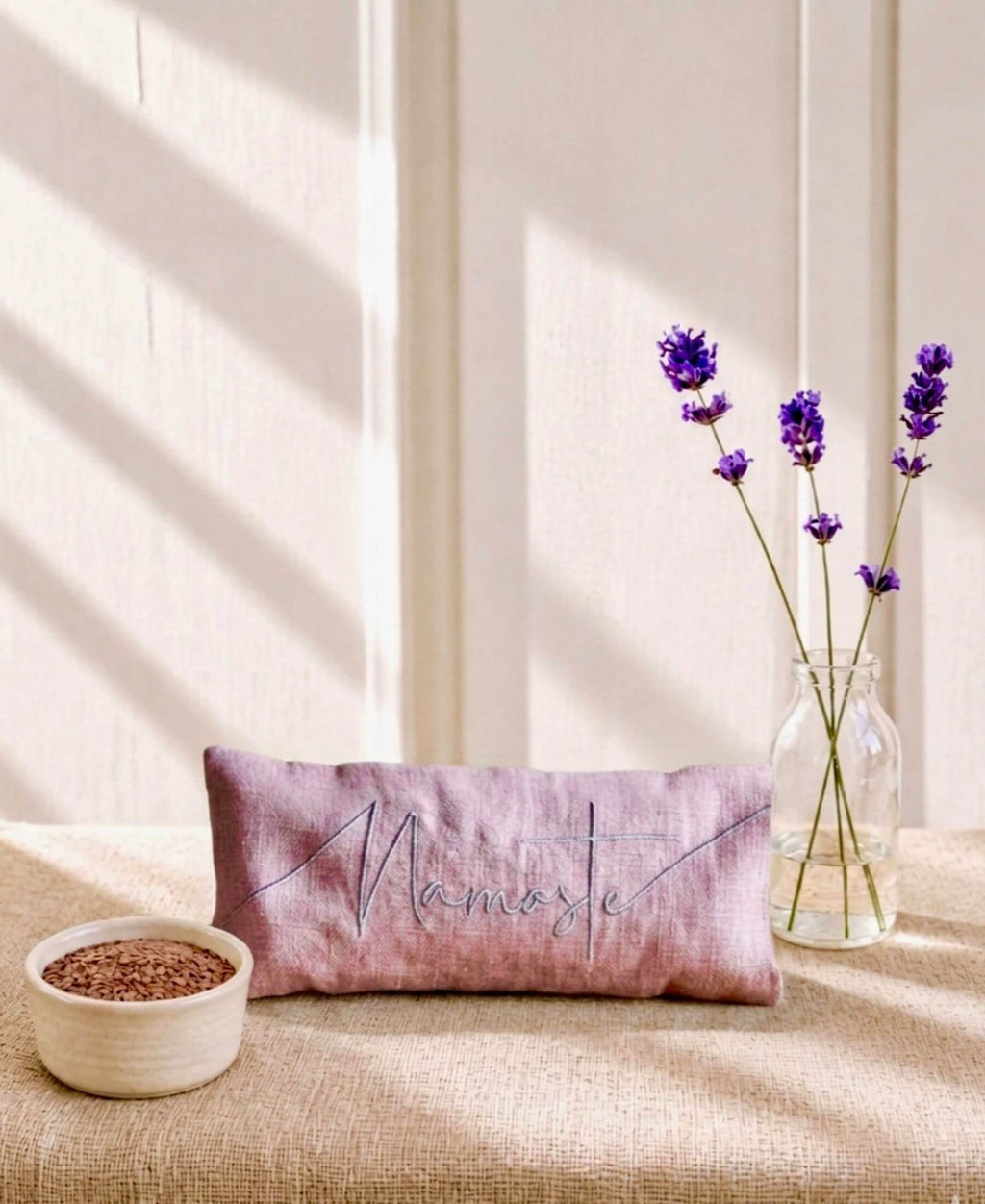 Namaste Embroidered Linen and Lavender Eye Pillow
