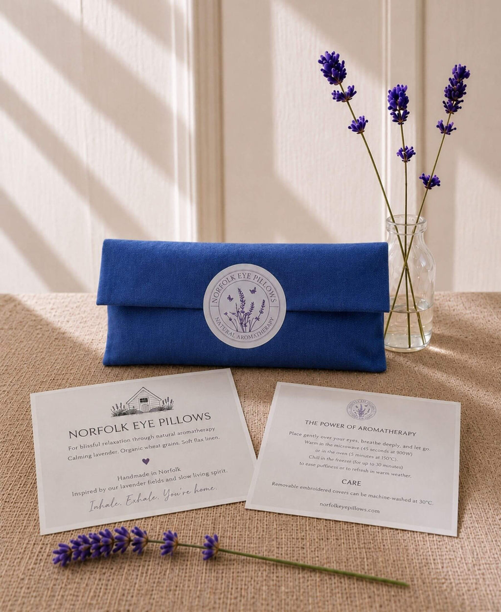 Gratitude Embroidered Linen and Lavender Eye Pillow