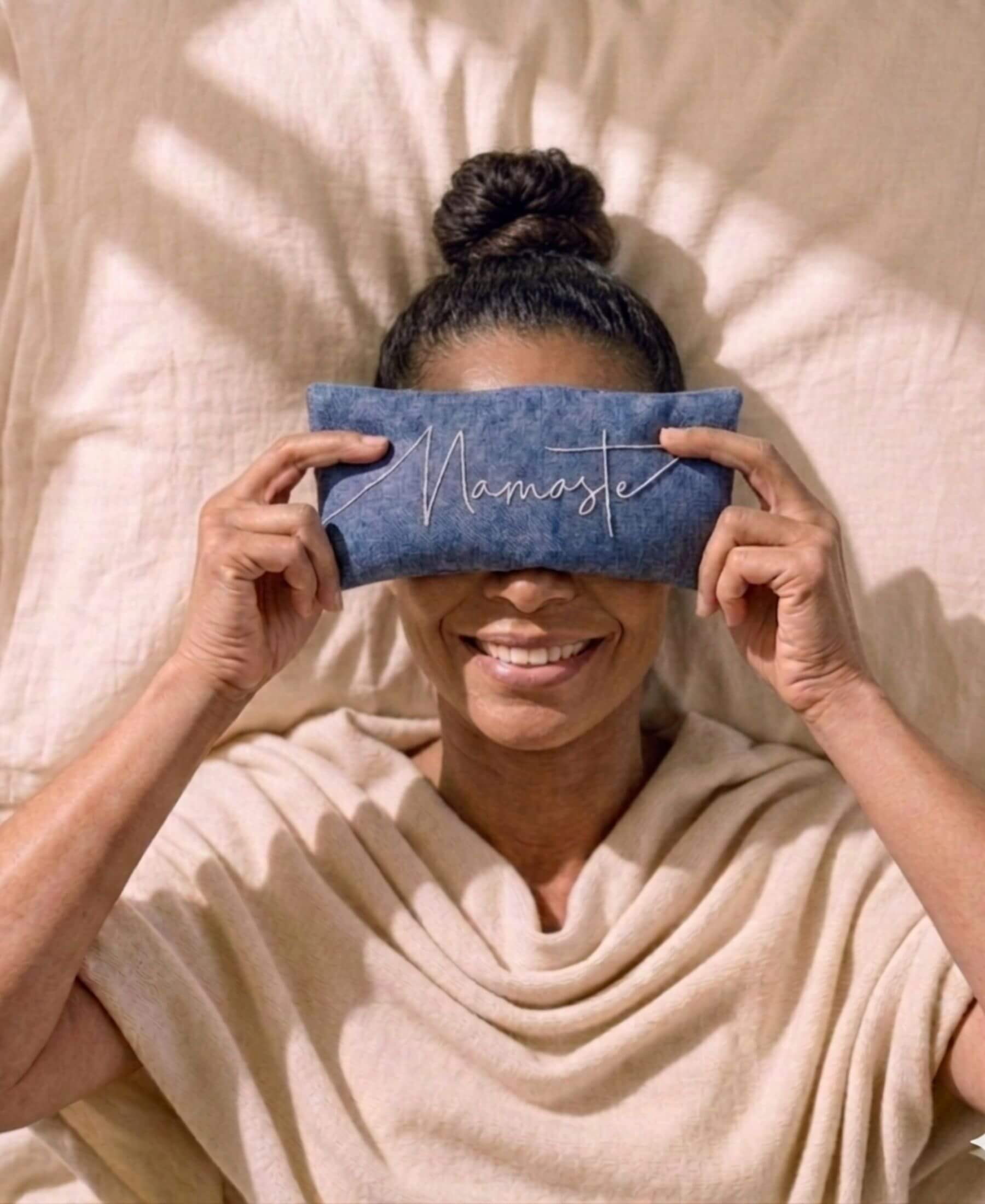 Namaste Embroidered Linen and Lavender Eye Pillow
