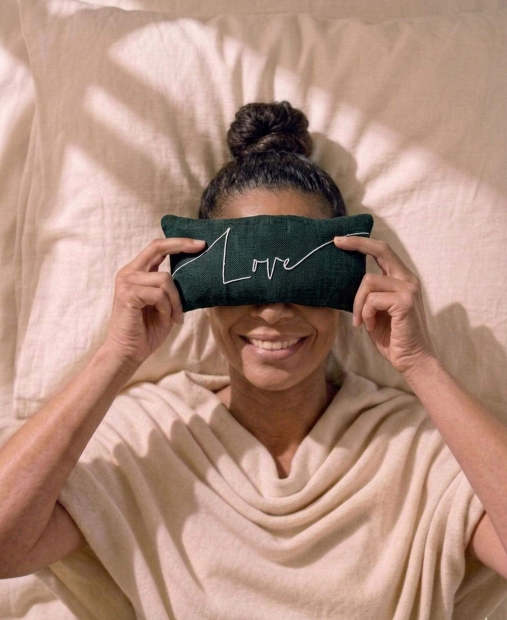 Love Embroidered Linen and Lavender Eye Pillow