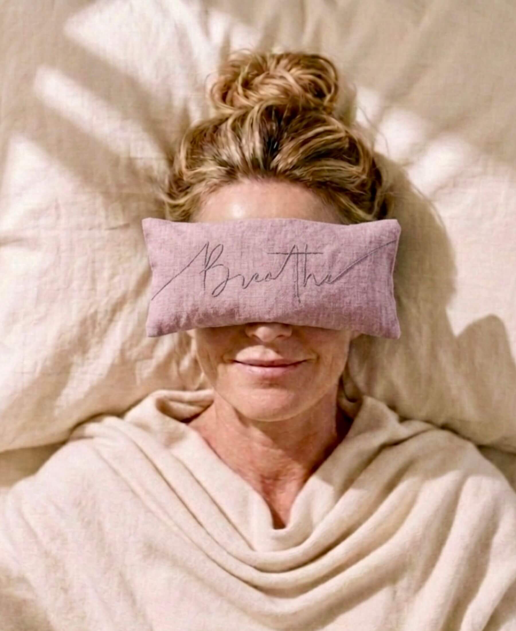 Breathe Embroidered Linen and Lavender Eye Pillow