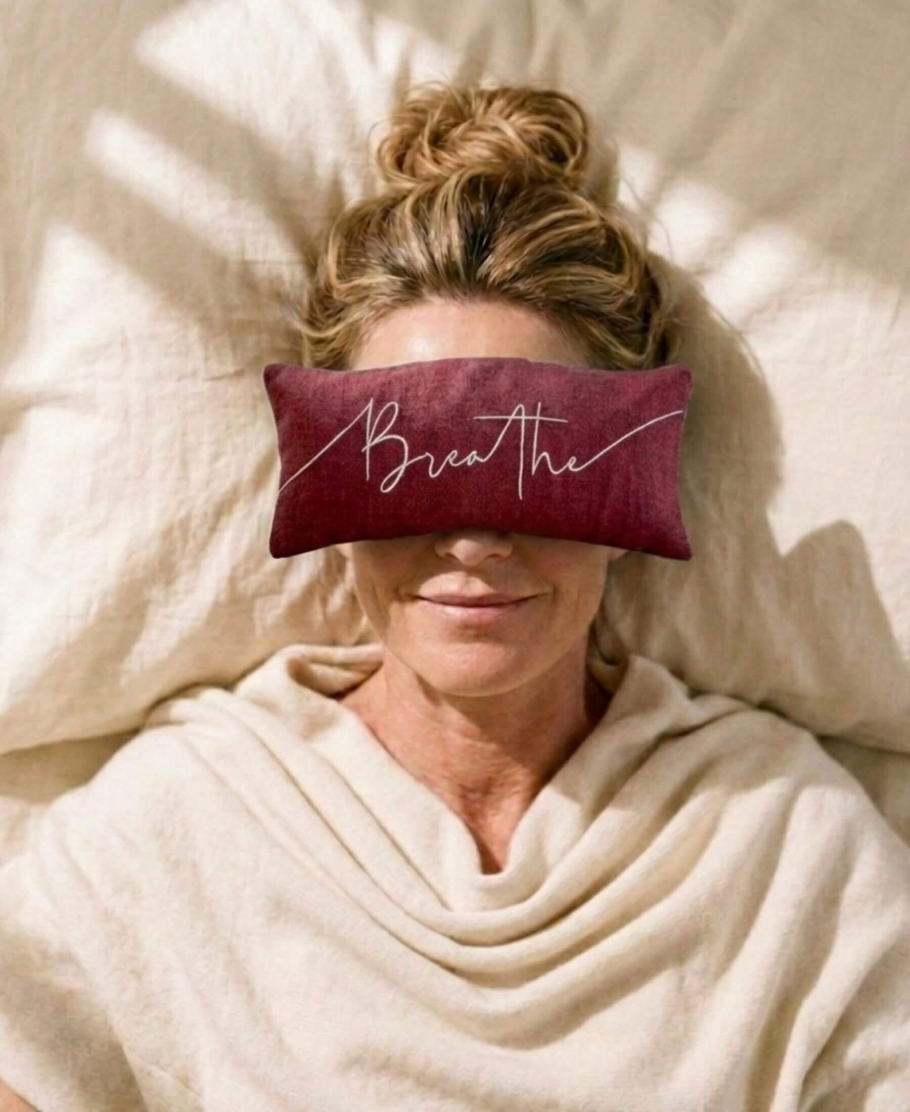 Breathe Embroidered Linen and Lavender Eye Pillow