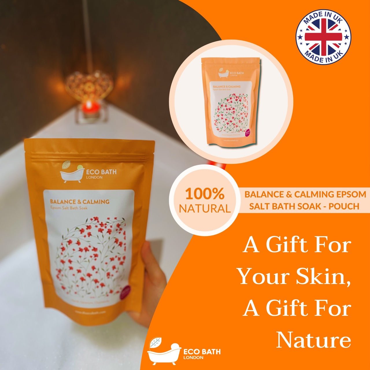 Eco Bath London Balance and Calming Epsom Salt Bath Soak - Pouch | 500g & 1000g