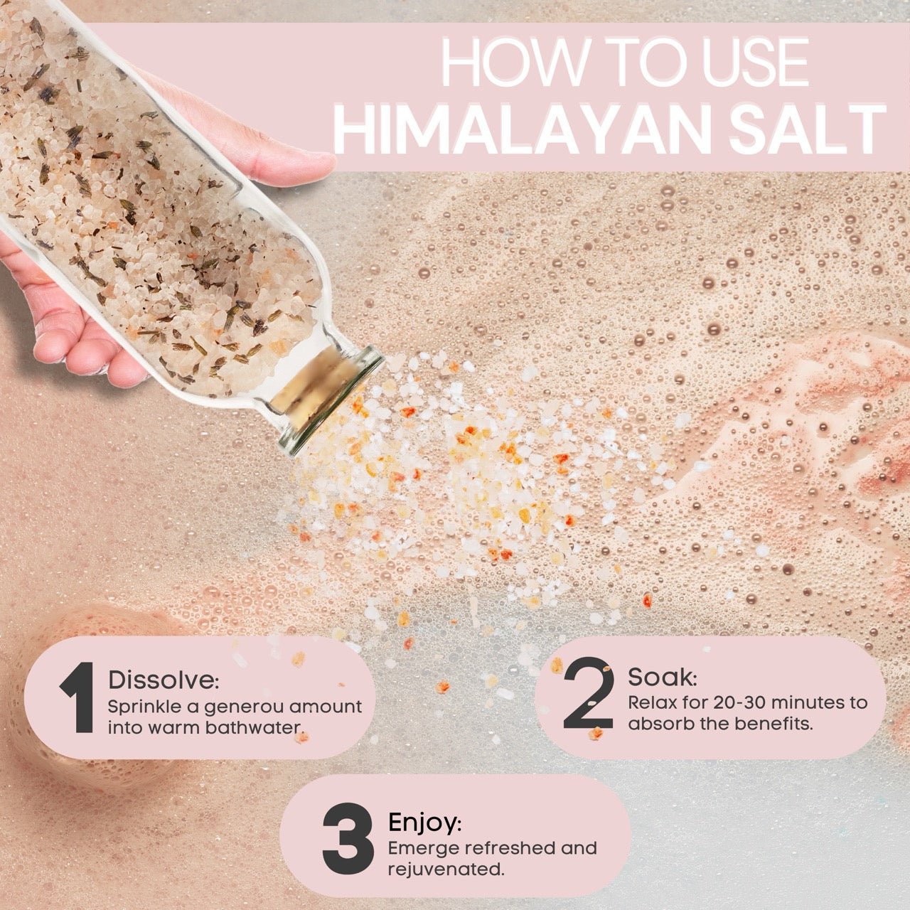 Eco Bath London Lavender Himalayan Bath Salt 300g - Pink Himalayan Bath Salt Infused with Lavender